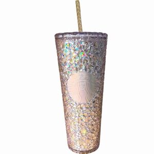Starbucks 2024 24 oz Diamond Gemstone Cold Cup Coffee Tumbler Iridescent NWOT